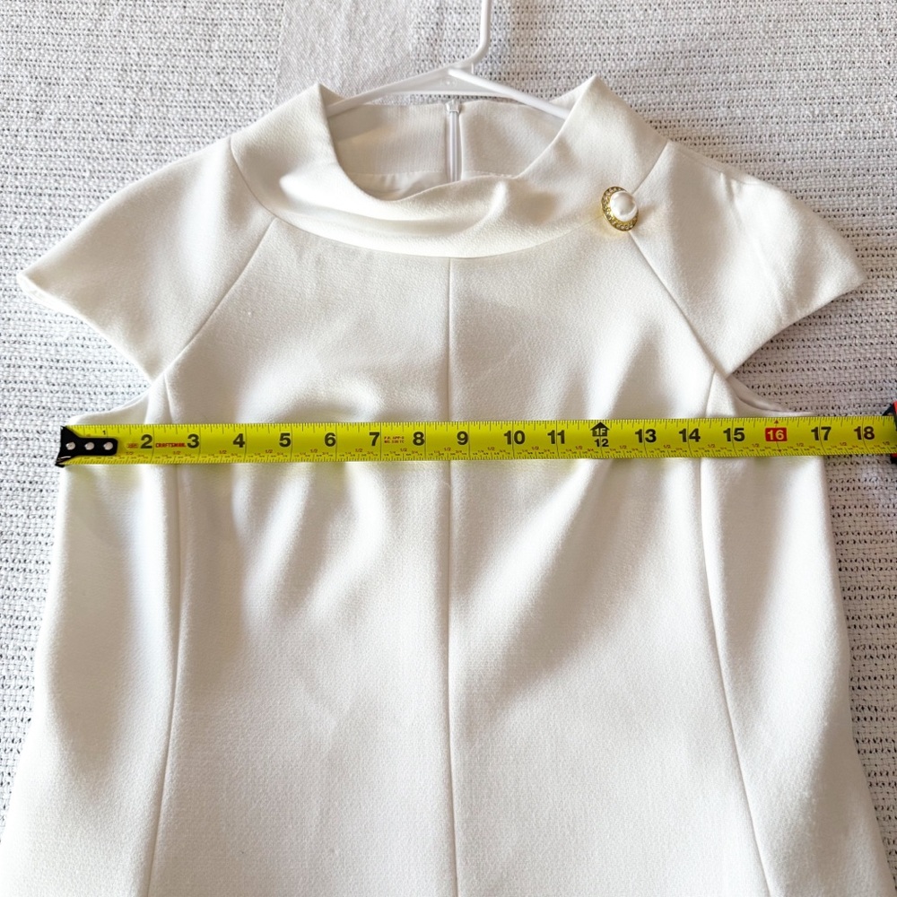 Harper Rose White Mock Neck A-Line Dress Size 6| Chic Minimalist Cap Sleeve - Picture 12 of 16